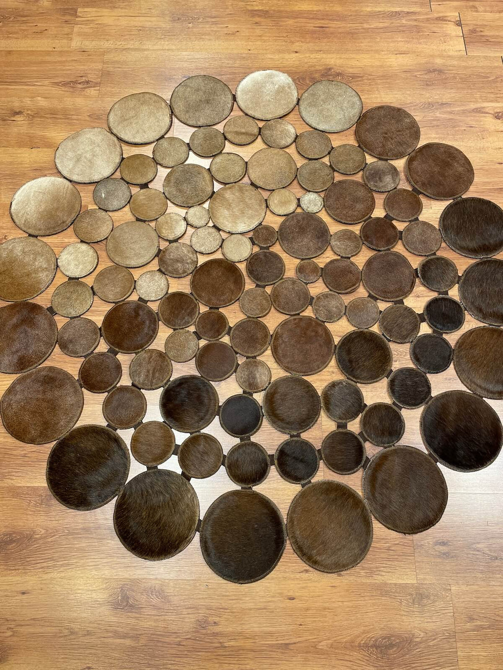 Polka Dot Round Original Leather Rug by Camel Carpet