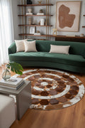 Polka Dot Round Original Leather Rug by Camel Carpet