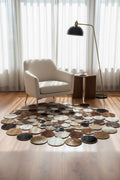 Polka Dot Round Original Leather Rug by Camel Carpet