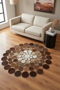Polka Dot Round Original Leather Rug by Camel Carpet