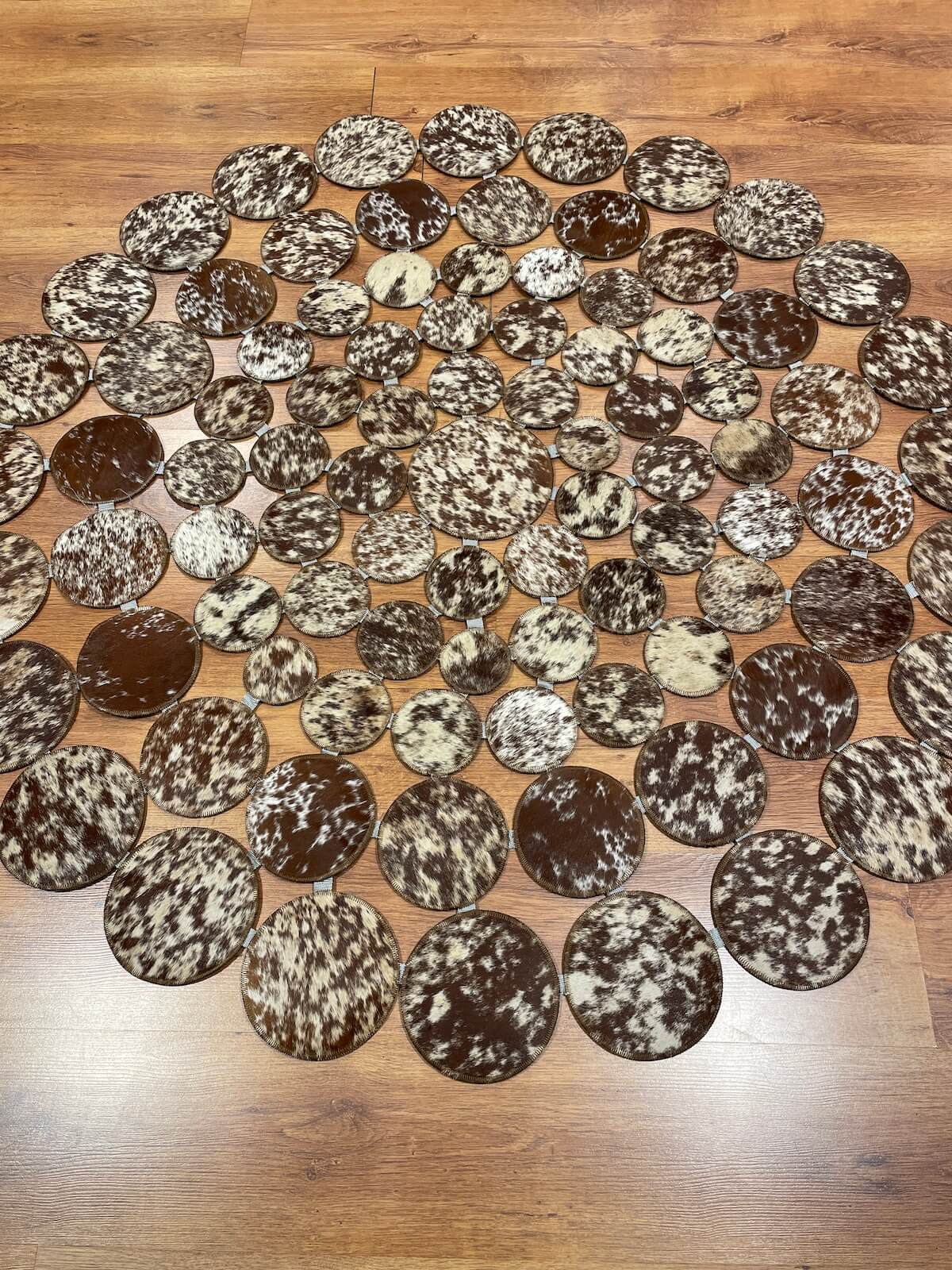 Polka Dot Round Original Leather Rug by Camel Carpet