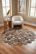 Polka Dot Round Original Leather Rug by Camel Carpet