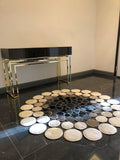 Polka Dot Round Original Leather Rug – 150X150 by Camel Carpet