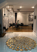Polka Dot Round Original Leather Rug by Camel Carpet