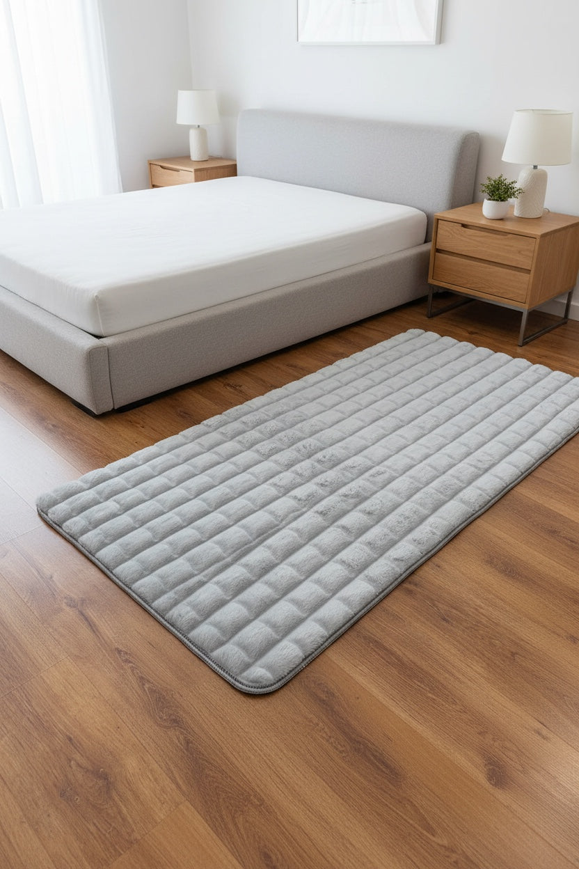 Piramit Patterned Gray Pelus Rug by Camel Carpet