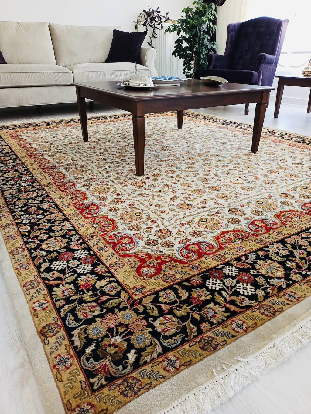 Hayyam Usak Handwoven Rug – 247X298 by Camel Carpet