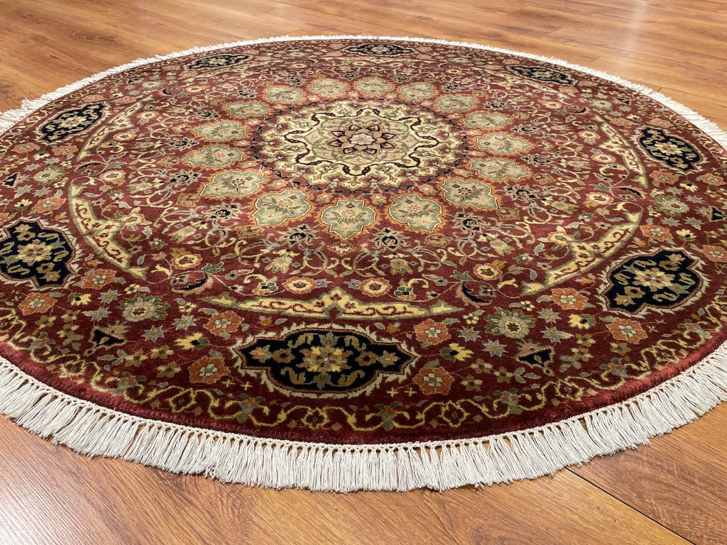 Hayyam Usak Handwoven Round Rug – 143X143 by Camel Carpet