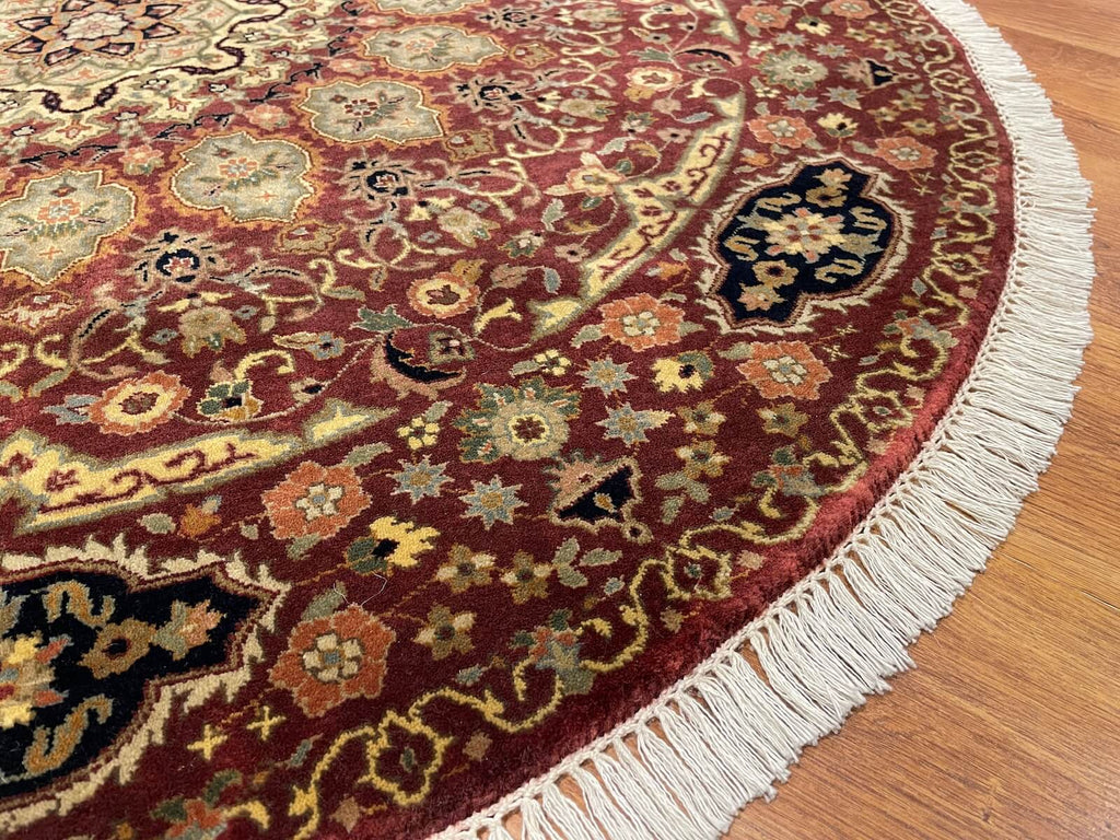 Hayyam Usak Handwoven Round Rug – 143X143 by Camel Carpet