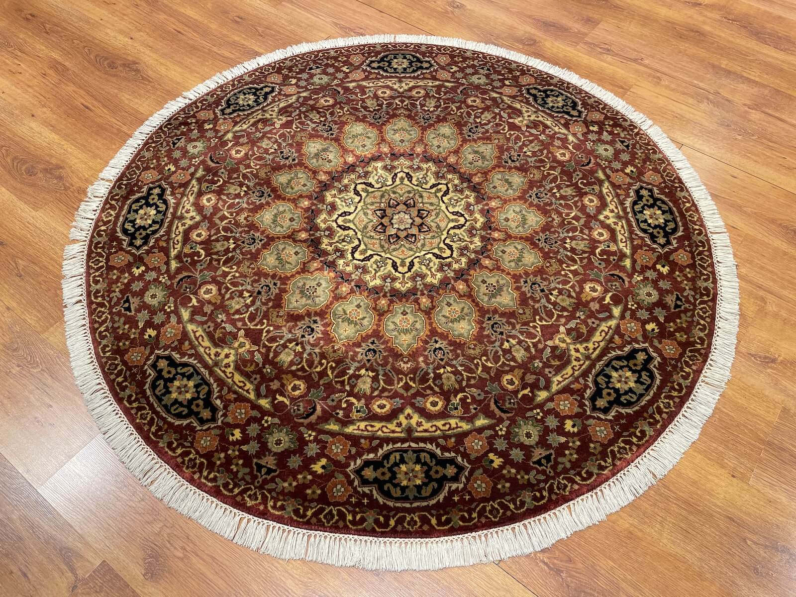 Hayyam Usak Handwoven Round Rug – 143X143 by Camel Carpet