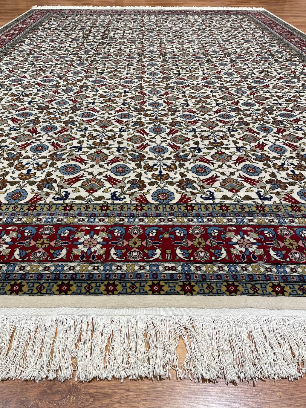 Hereke Lale Patterned Cream Handwoven Rug – 274X386 by Camel Carpet