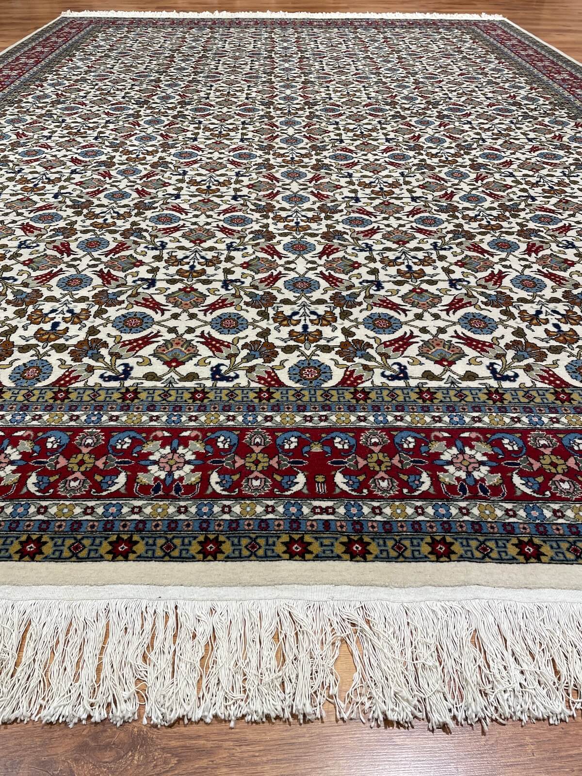 Hereke Lale Patterned Cream Handwoven Rug – 274X386 by Camel Carpet