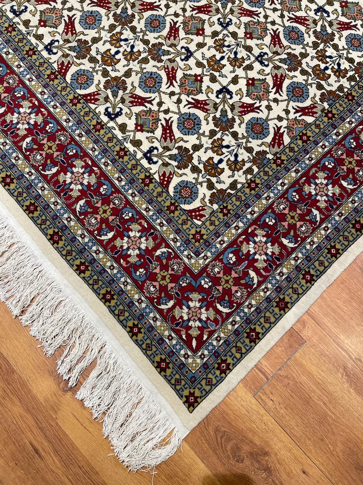 Hereke Lale Patterned Cream Handwoven Rug – 274X386 by Camel Carpet