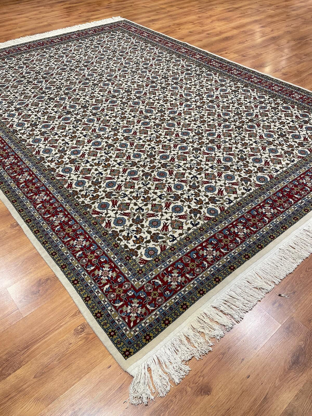 Hereke Lale Patterned Cream Handwoven Rug – 274X386 by Camel Carpet