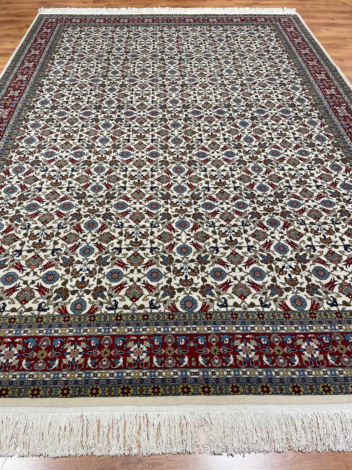 Hereke Lale Patterned Cream Handwoven Rug – 274X386 by Camel Carpet