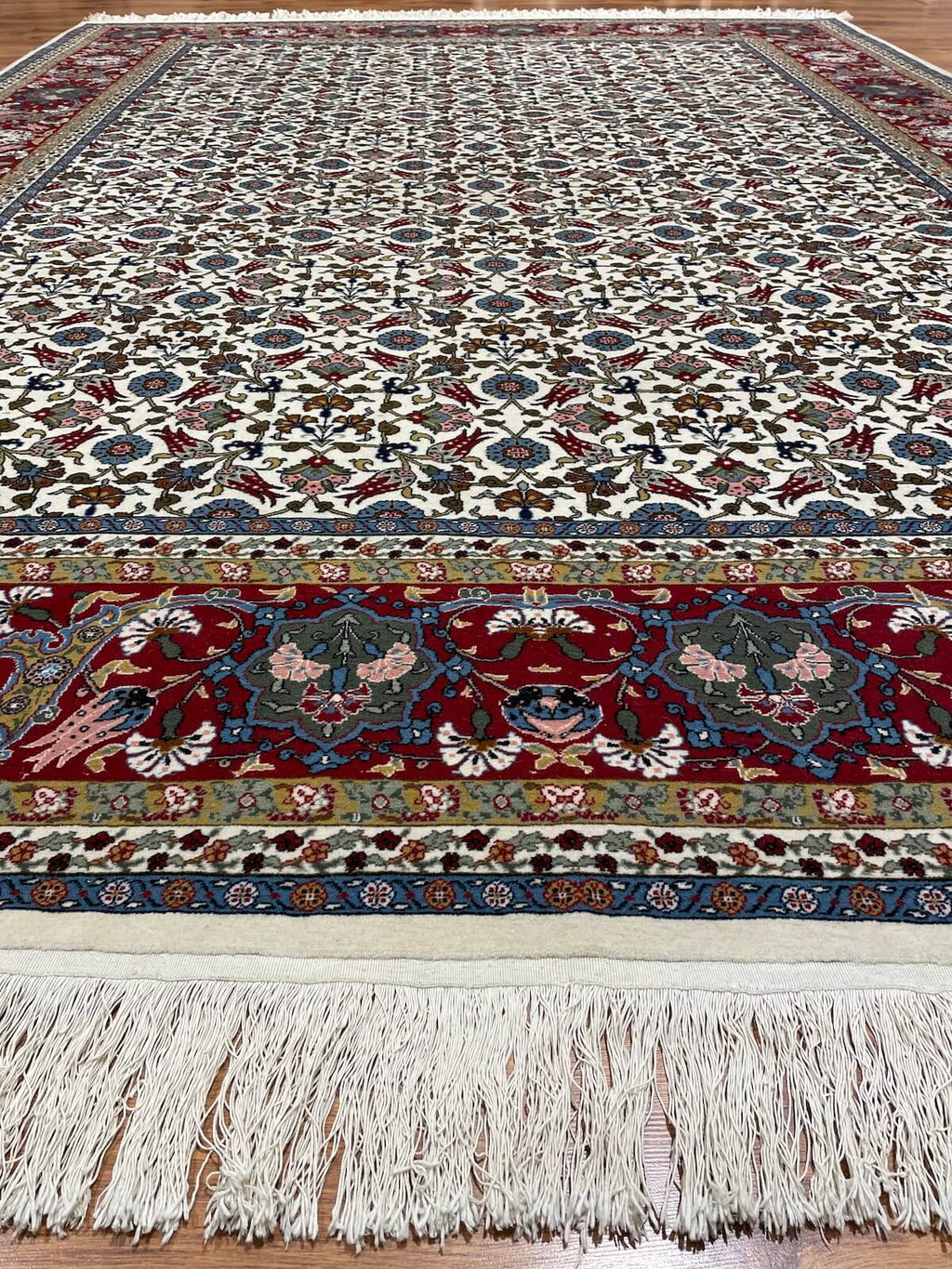 Hereke Lale Patterned Cream Handwoven Rug – 279X384 by Camel Carpet