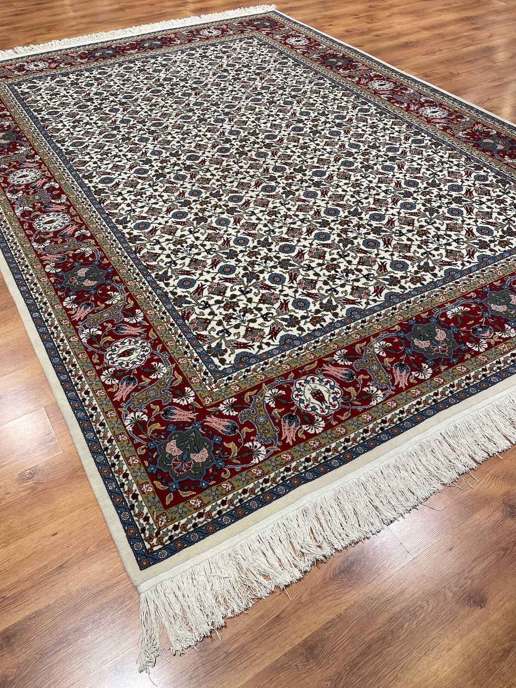 Hereke Lale Patterned Cream Handwoven Rug – 279X384 by Camel Carpet