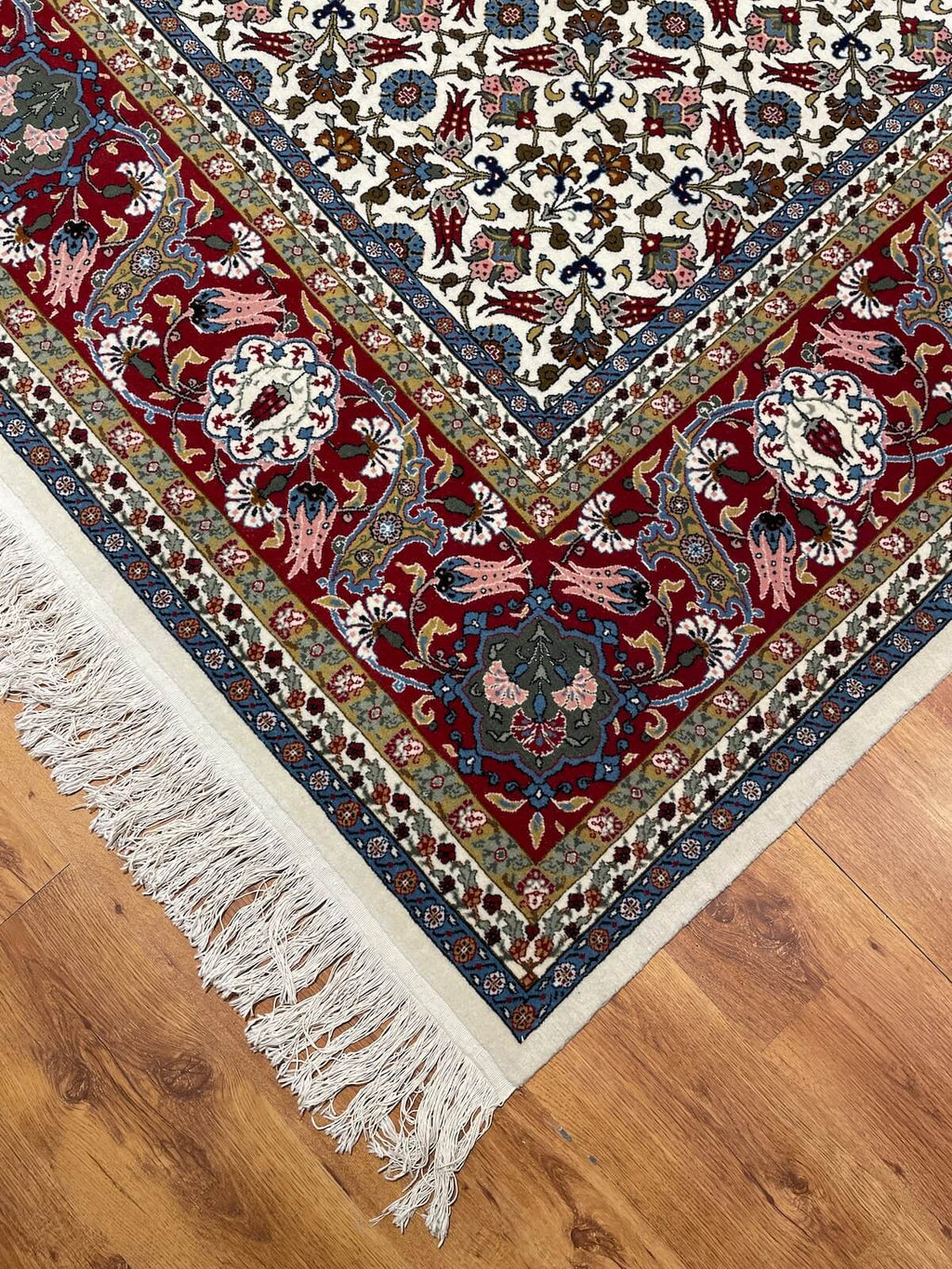 Hereke Lale Patterned Cream Handwoven Rug – 279X384 by Camel Carpet
