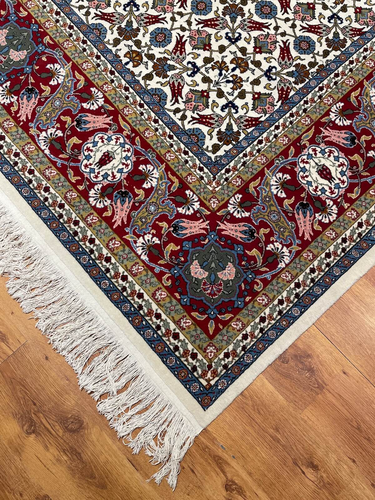 Hereke Lale Patterned Cream Handwoven Rug – 279X384 by Camel Carpet