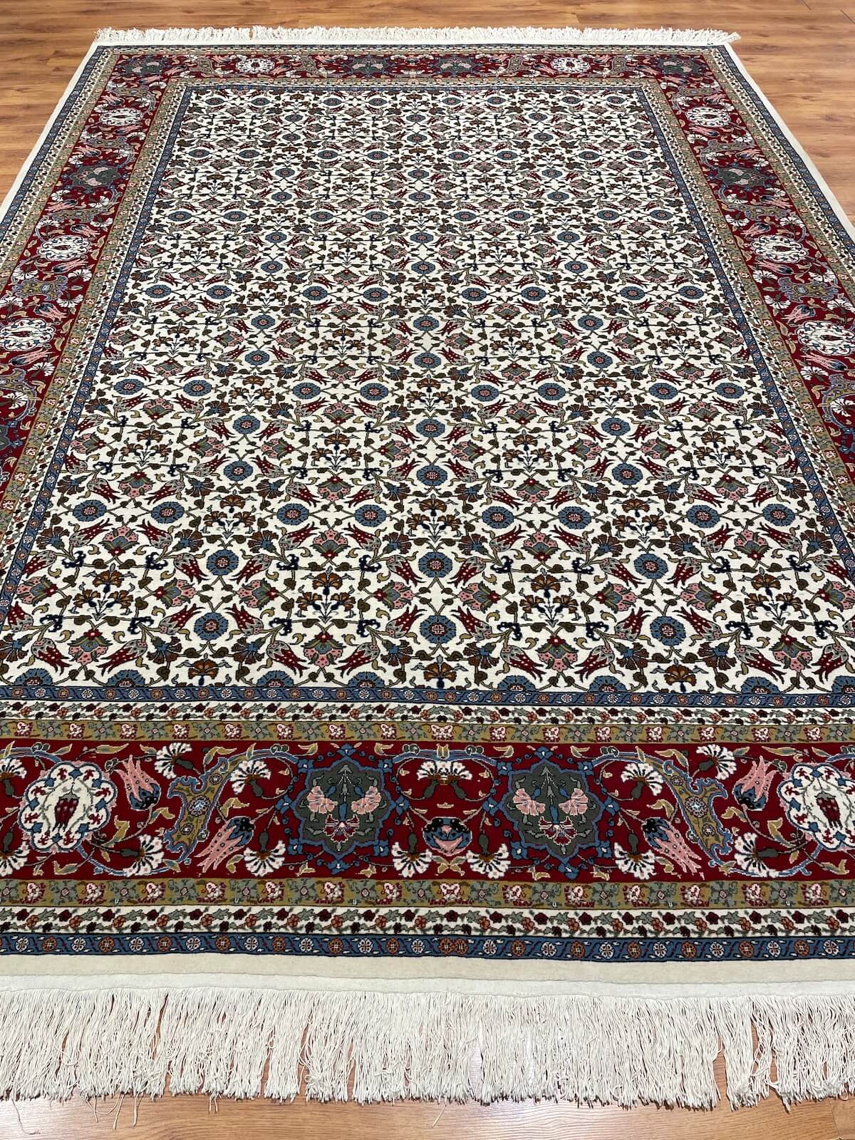 Hereke Lale Patterned Cream Handwoven Rug – 279X384 by Camel Carpet