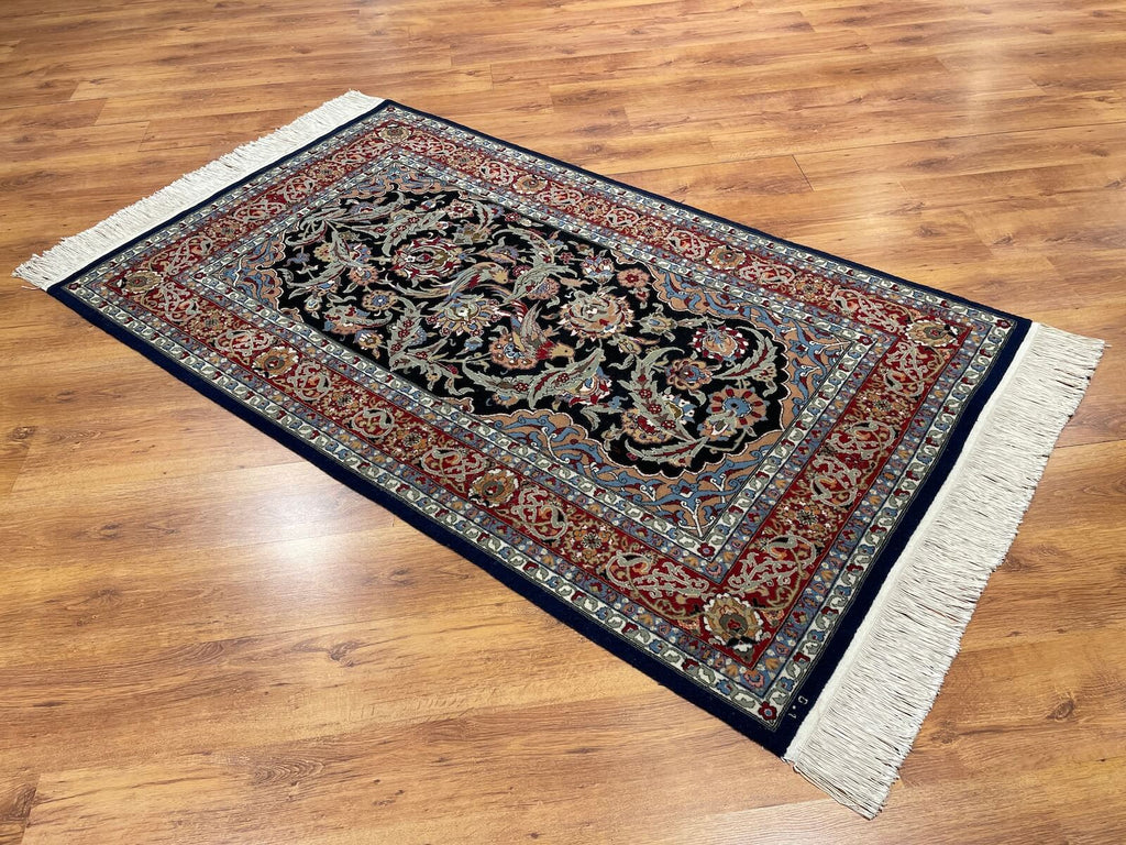 Hereke Mihrapli Black Handwoven Rug – 121X203 by Camel Carpet