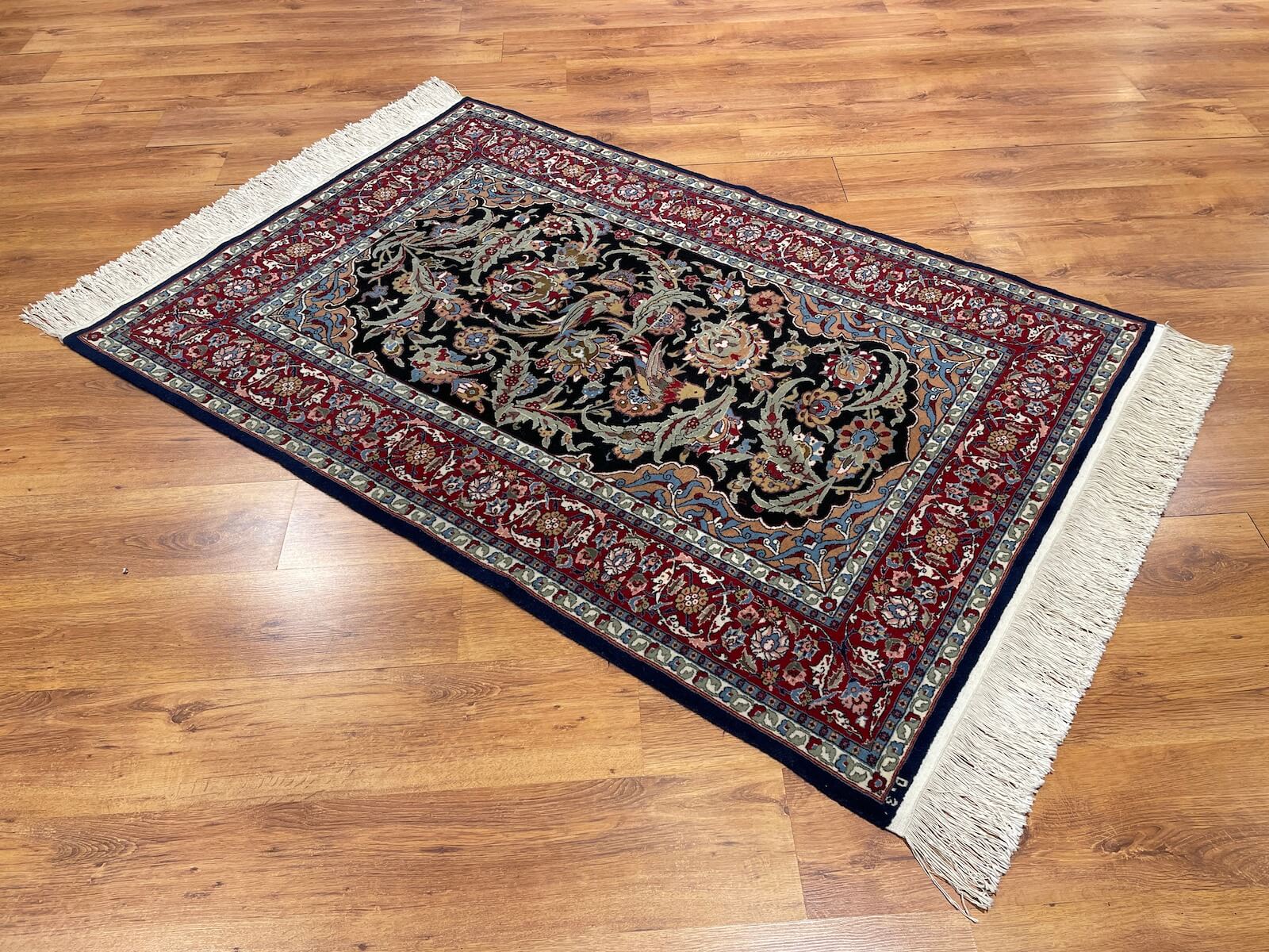 Hereke Mihrapli Black Handwoven Rug – 121X177 by Camel Carpet