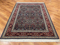 Hereke Yedidagin Cicegi Patterned Navy Handwoven Rug by Camel Carpet