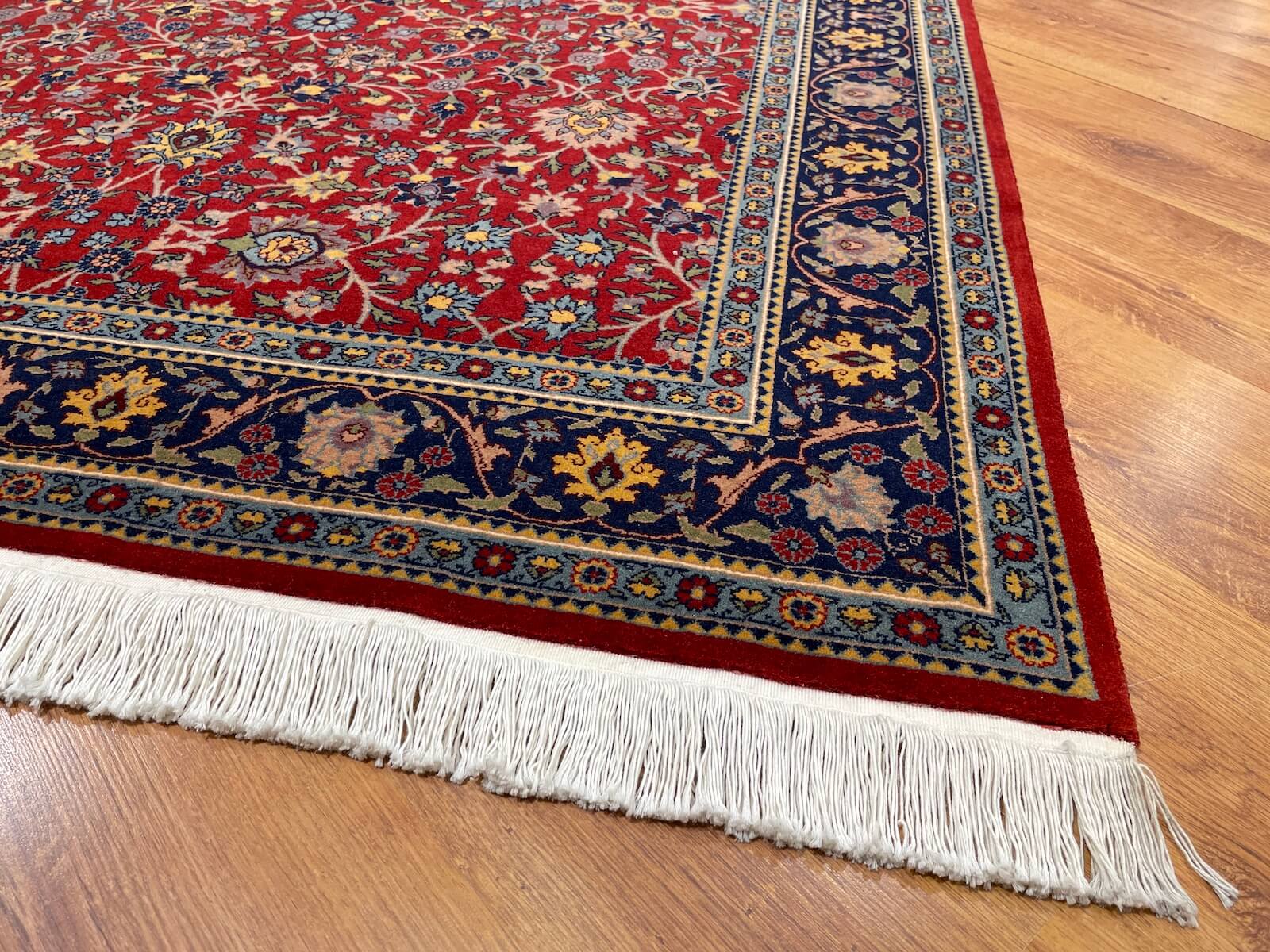 Hereke Scattered Floral Patterned Red Handwoven Rug by Camel Carpet