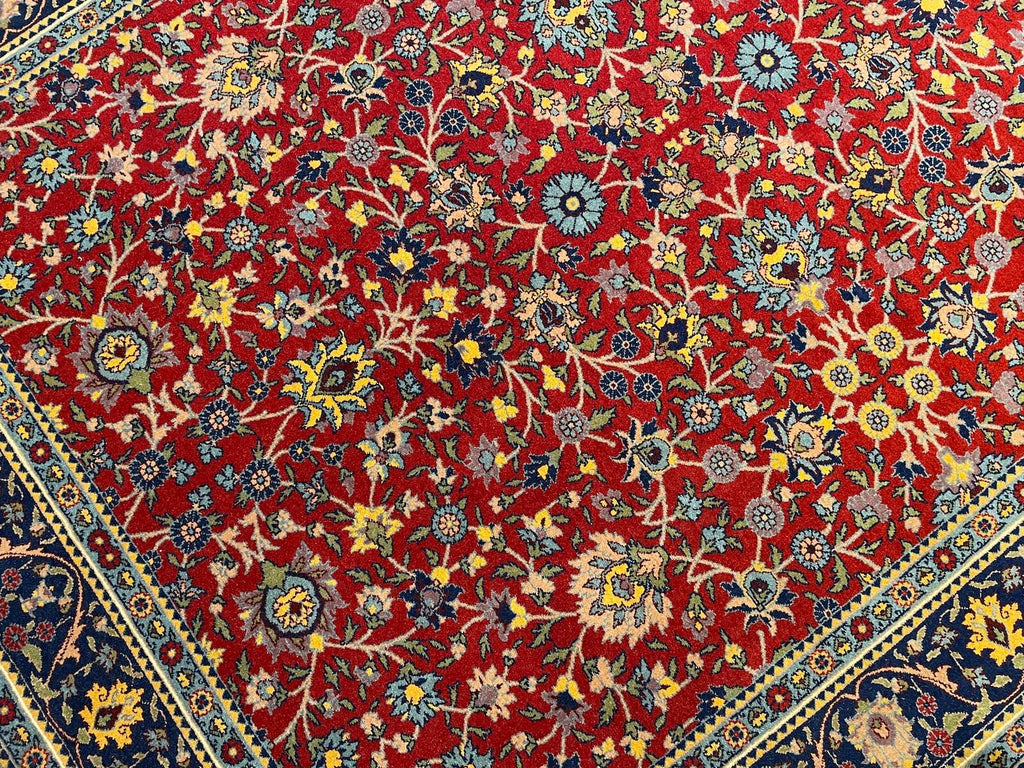 Hereke Scattered Floral Patterned Red Handwoven Rug by Camel Carpet