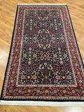 Hereke Yedidagin Cicegi Patterned Navy Handwoven Rug – 150X260 by Camel Carpet
