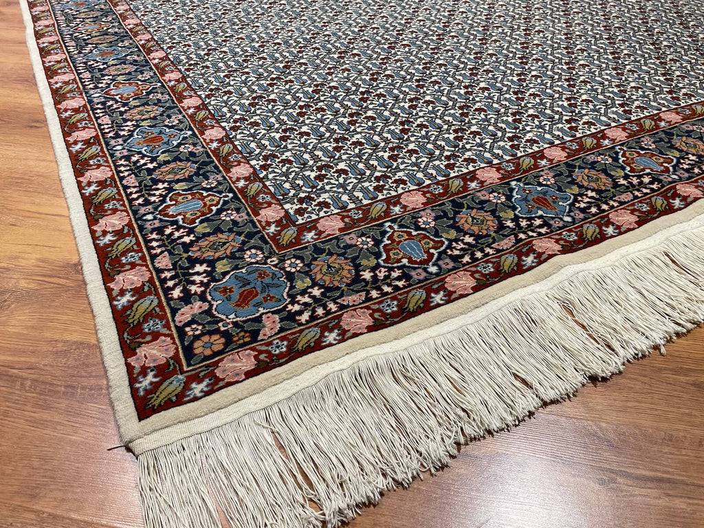 Hereke Lale Patterned Cream Handwoven Rug by Camel Carpet