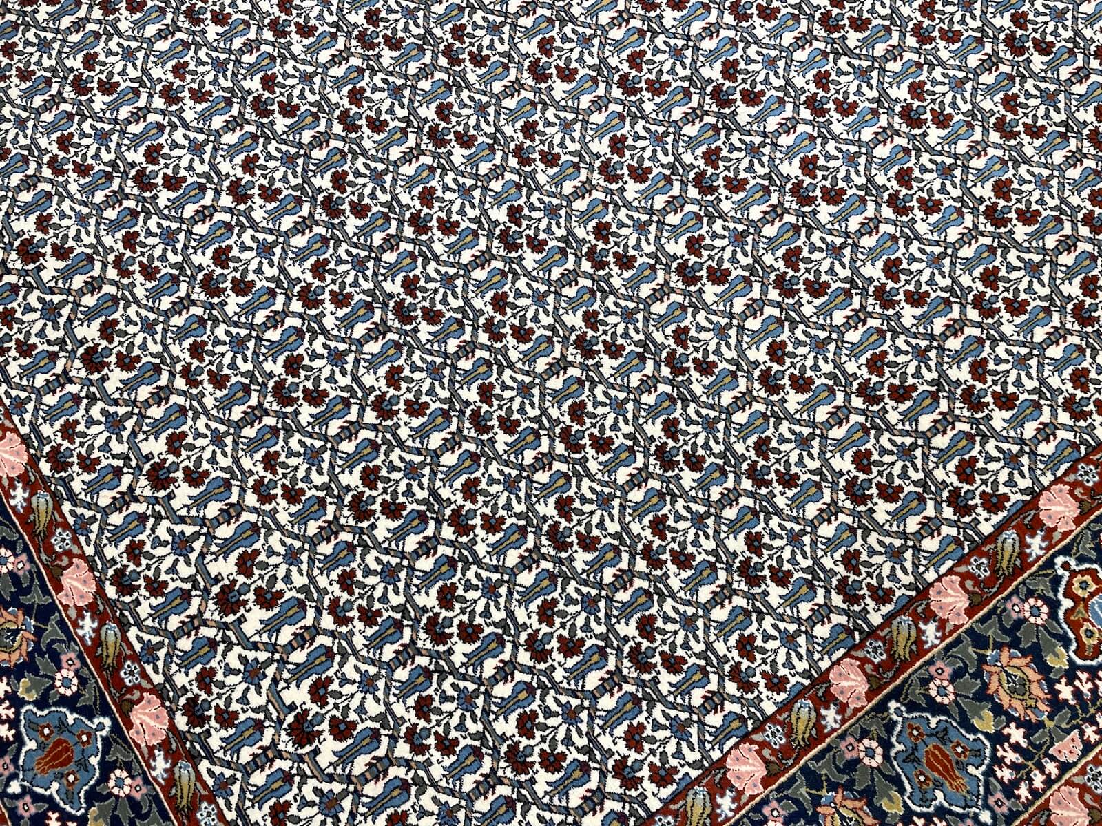 Hereke Lale Patterned Cream Handwoven Rug by Camel Carpet