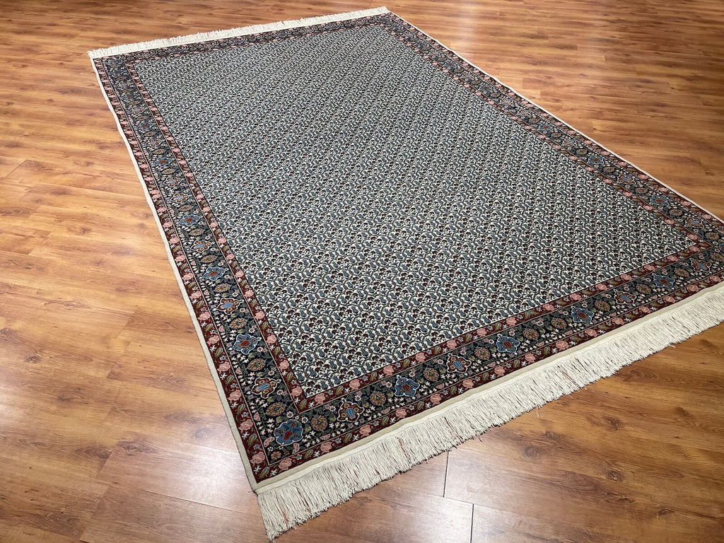 Hereke Lale Patterned Cream Handwoven Rug by Camel Carpet