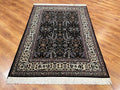 Hereke Yedidagin Cicegi Patterned Black Handwoven Rug by Camel Carpet