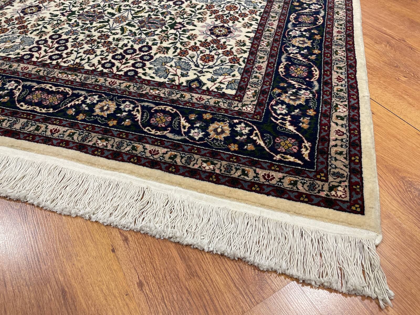 Hereke Yedidagin Cicegi Patterned Cream Handwoven Rug by Camel Carpet