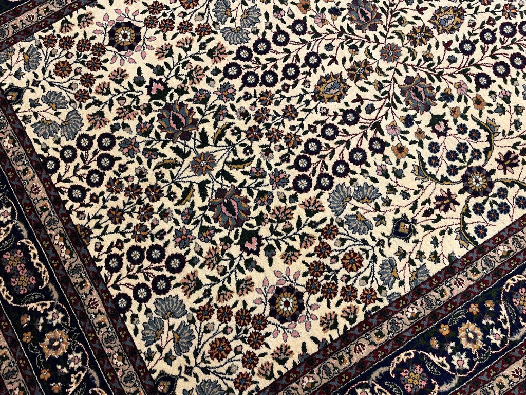 Hereke Yedidagin Cicegi Patterned Cream Handwoven Rug by Camel Carpet