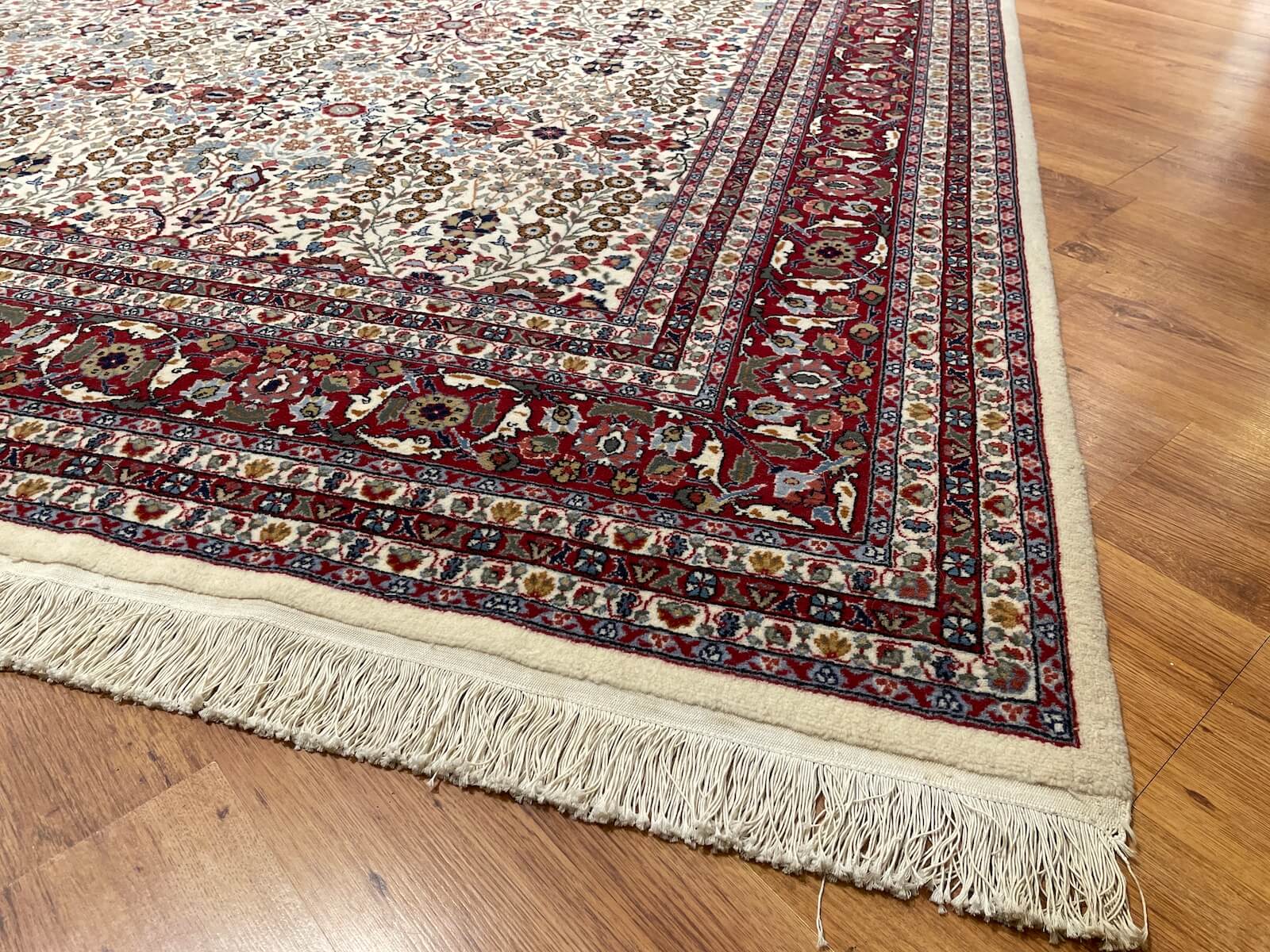 Hereke Yedidagin Cicegi Patterned Cream Handwoven Rug by Camel Carpet
