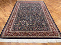 Hereke Yedidagin Cicegi Patterned Navy Handwoven Rug by Camel Carpet