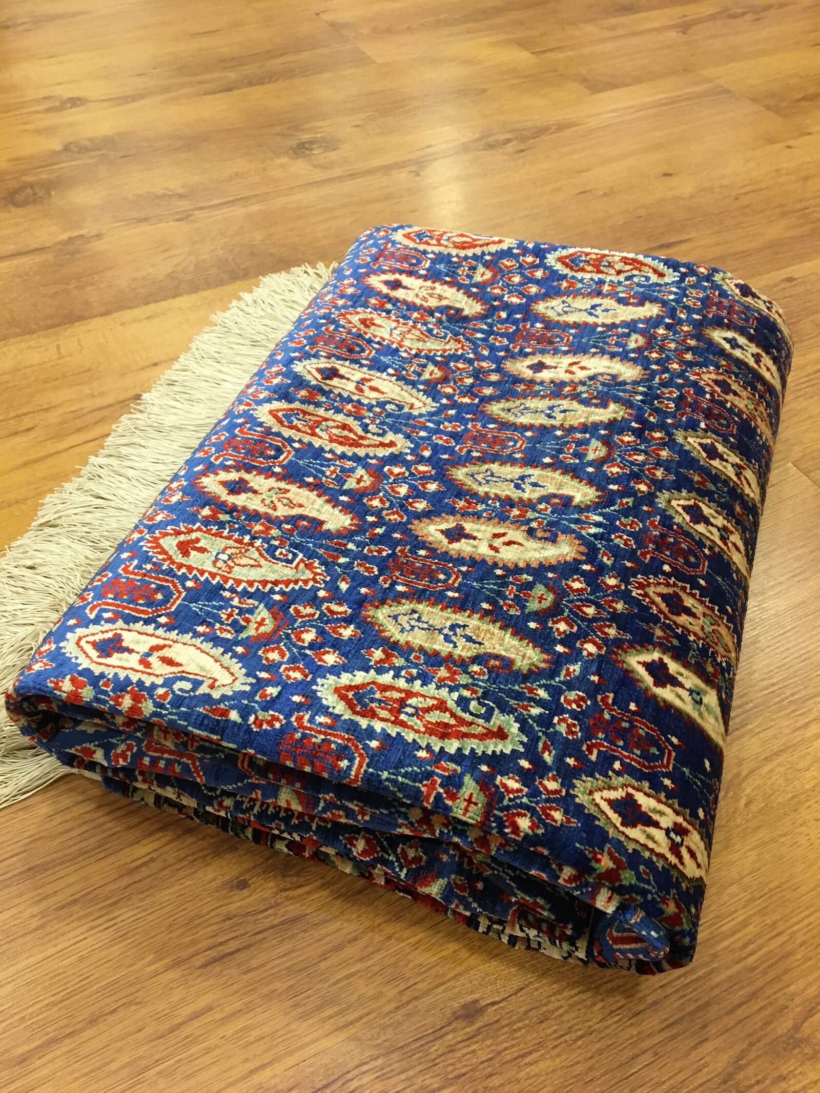 Hereke Pure Silk Almond Pattern Patterned Handwoven Rug – 083381 by Camel Carpet