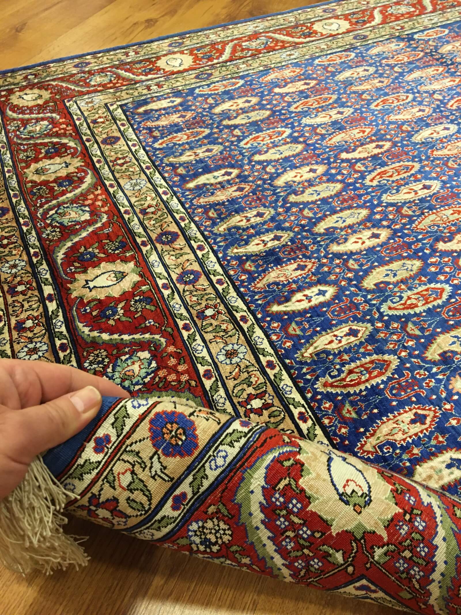 Hereke Pure Silk Almond Pattern Patterned Handwoven Rug – 083381 by Camel Carpet