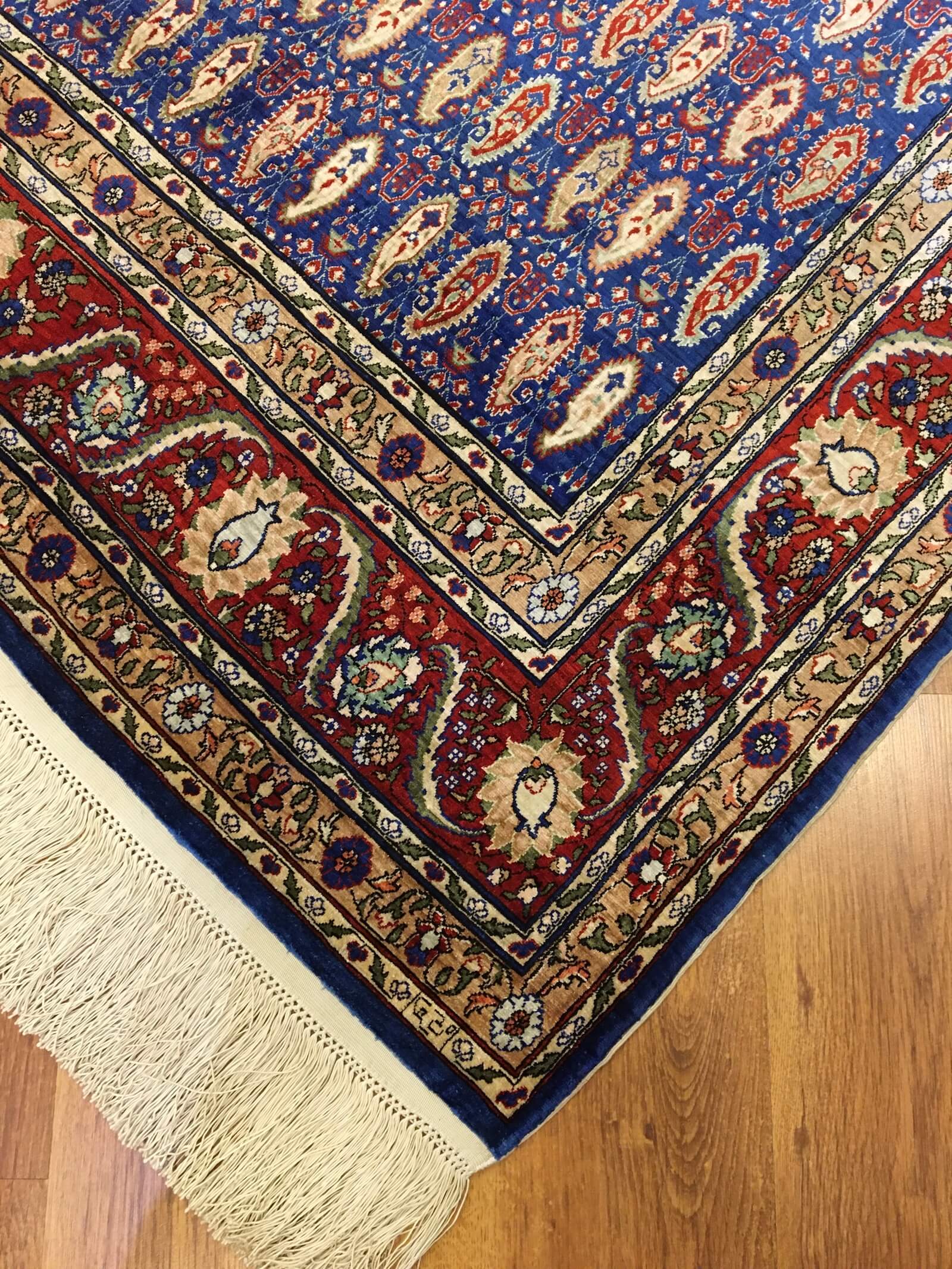 Hereke Pure Silk Almond Pattern Patterned Handwoven Rug – 083381 by Camel Carpet