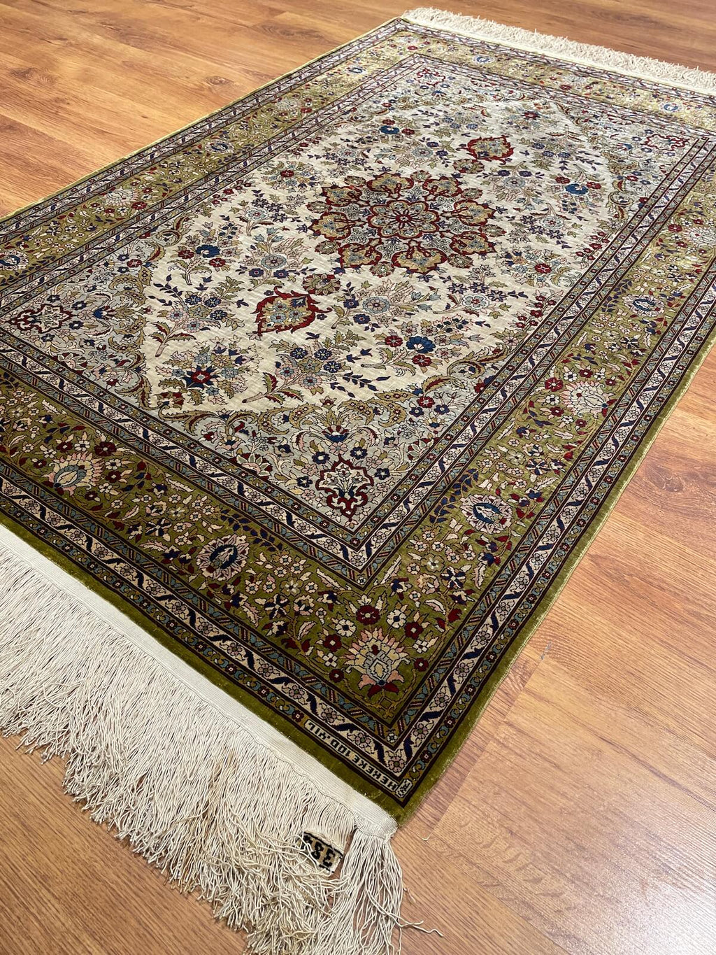 Hereke Pure Silk Madalyon Patterned Handwoven Rug – 101X151 by Camel Carpet