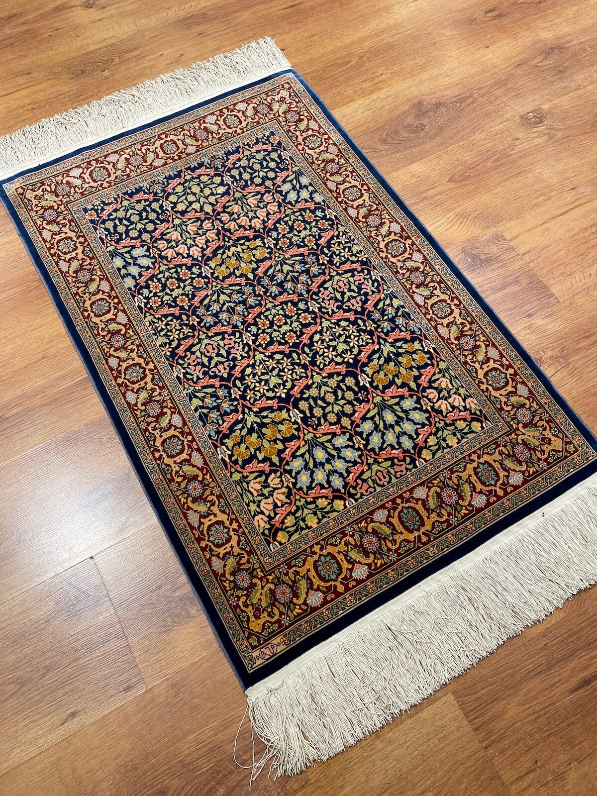 Hereke Pure Silk Karpuz Pattern Patterned Handwoven Rug – 64X100 by Camel Carpet