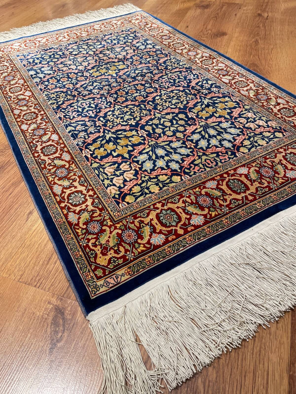 Hereke Pure Silk Karpuz Pattern Patterned Handwoven Rug – 64X100 by Camel Carpet