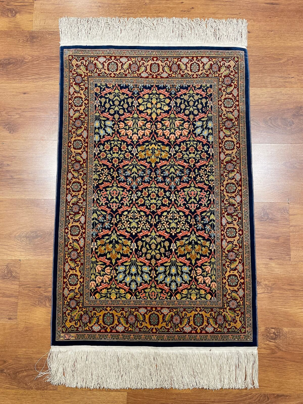 Hereke Pure Silk Karpuz Pattern Patterned Handwoven Rug – 64X100 by Camel Carpet