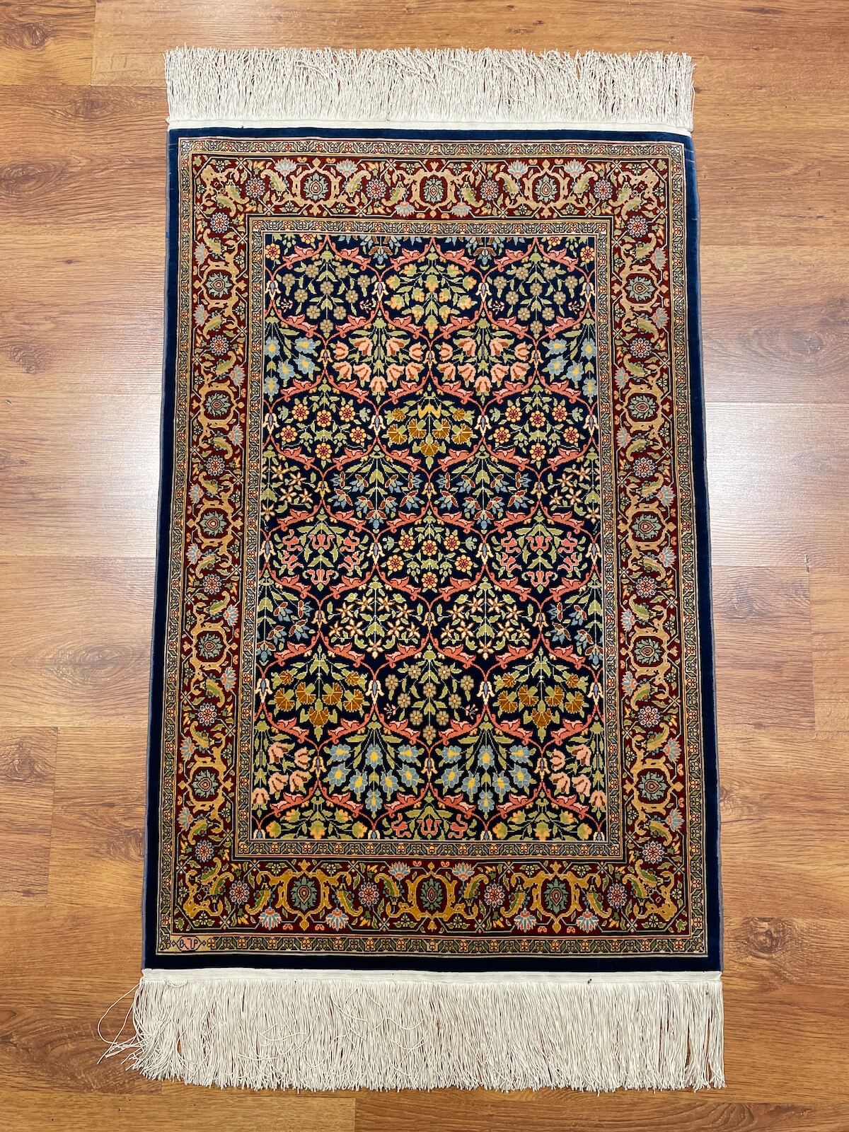 Hereke Pure Silk Karpuz Pattern Patterned Handwoven Rug – 64X100 by Camel Carpet