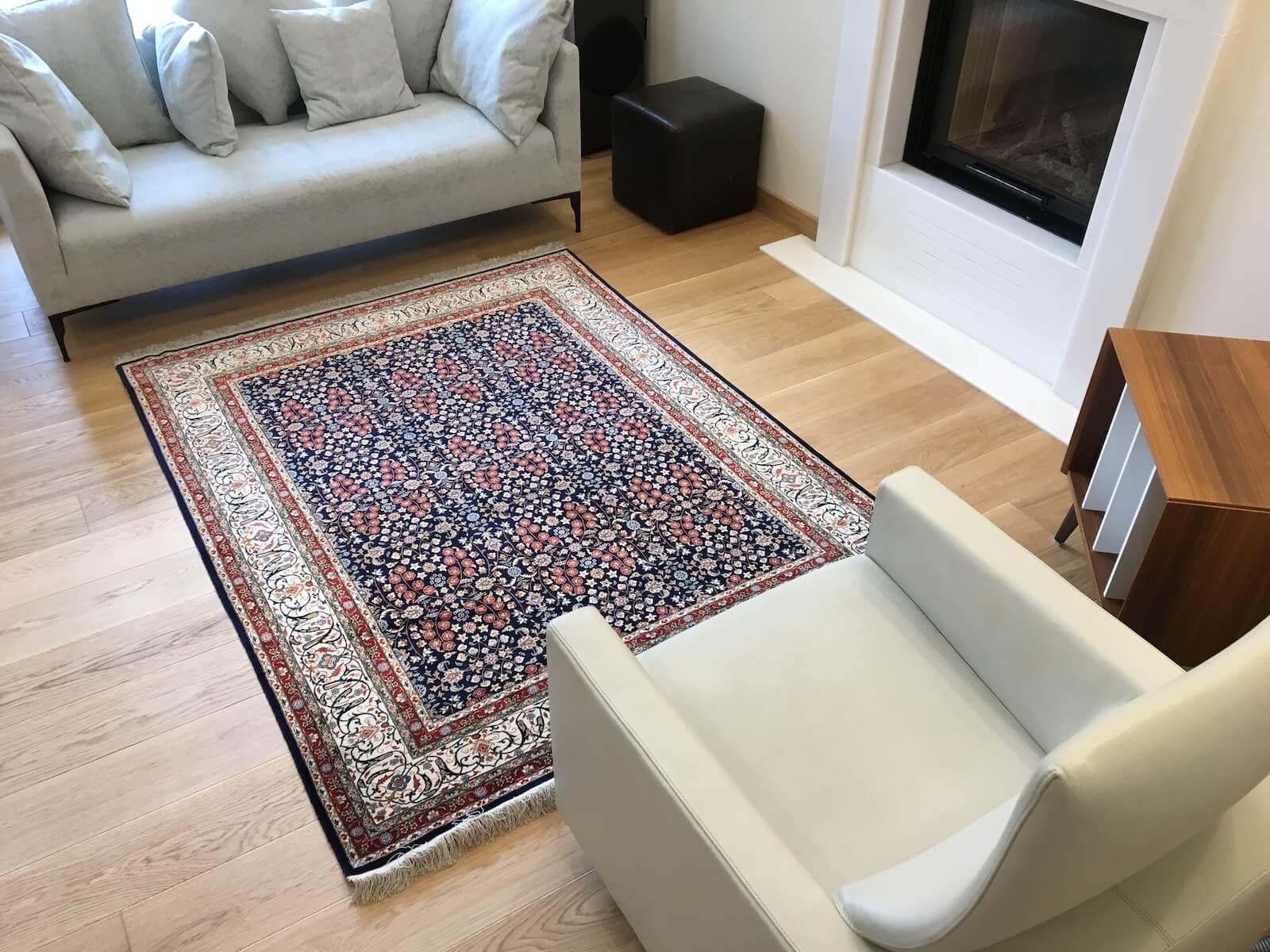 Hereke Pure Silk Seven Mountains Flower Patterned Handwoven Rug – 073542 by Camel Carpet