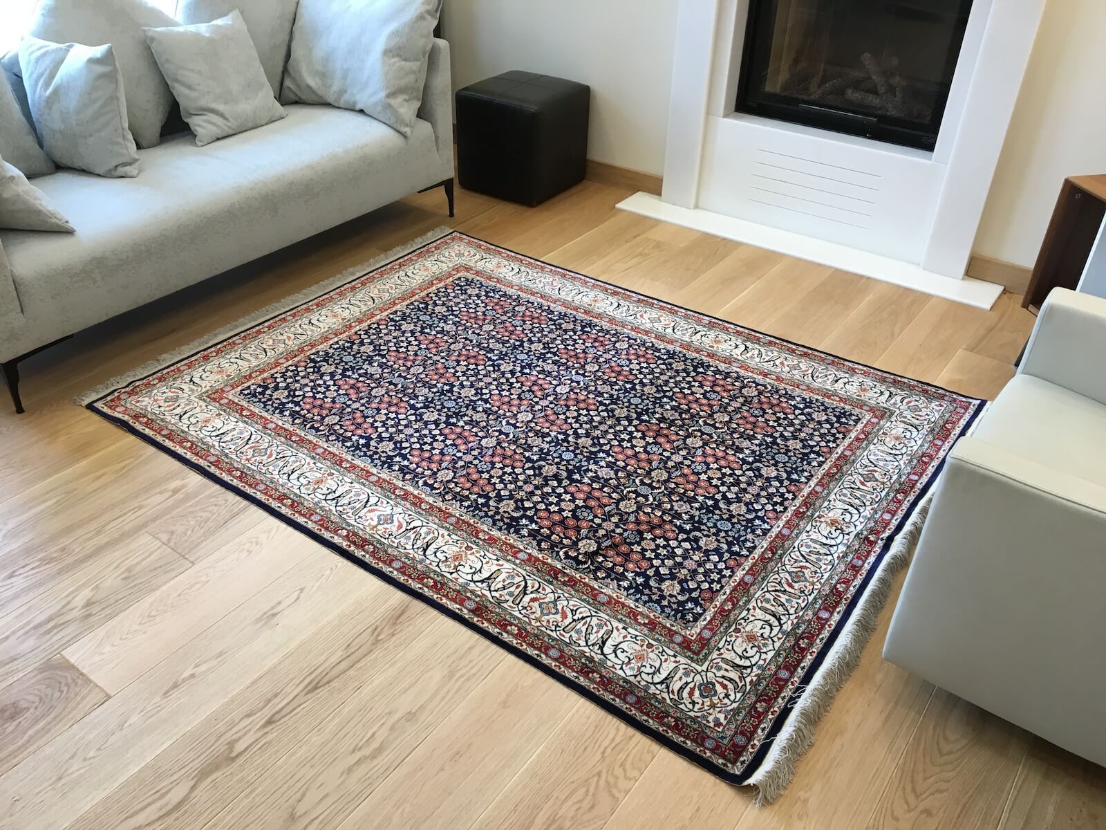 Hereke Pure Silk Seven Mountains Flower Patterned Handwoven Rug – 073542 by Camel Carpet