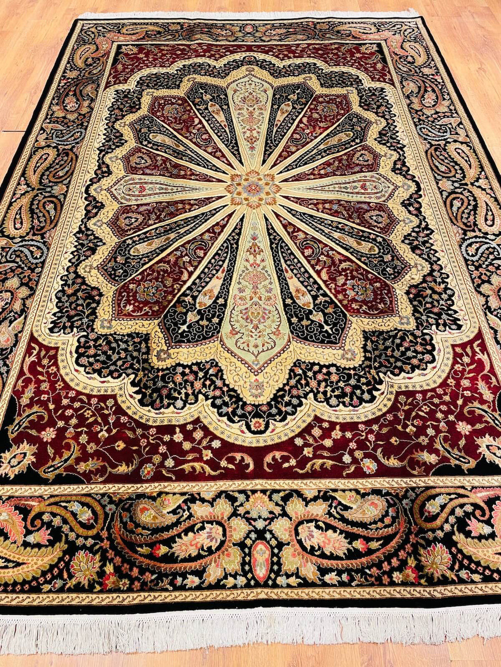 Hurrem Silk-Blend Usak Handwoven Rug – 062230 by Camel Carpet