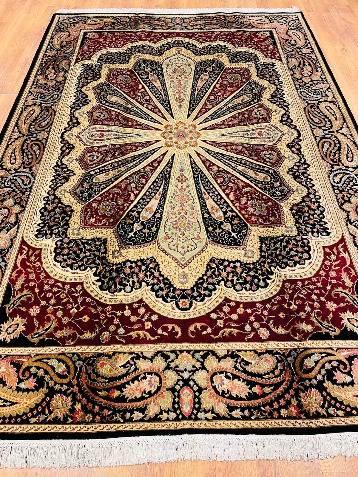 Hurrem Silk-Blend Usak Handwoven Rug – 062230 by Camel Carpet