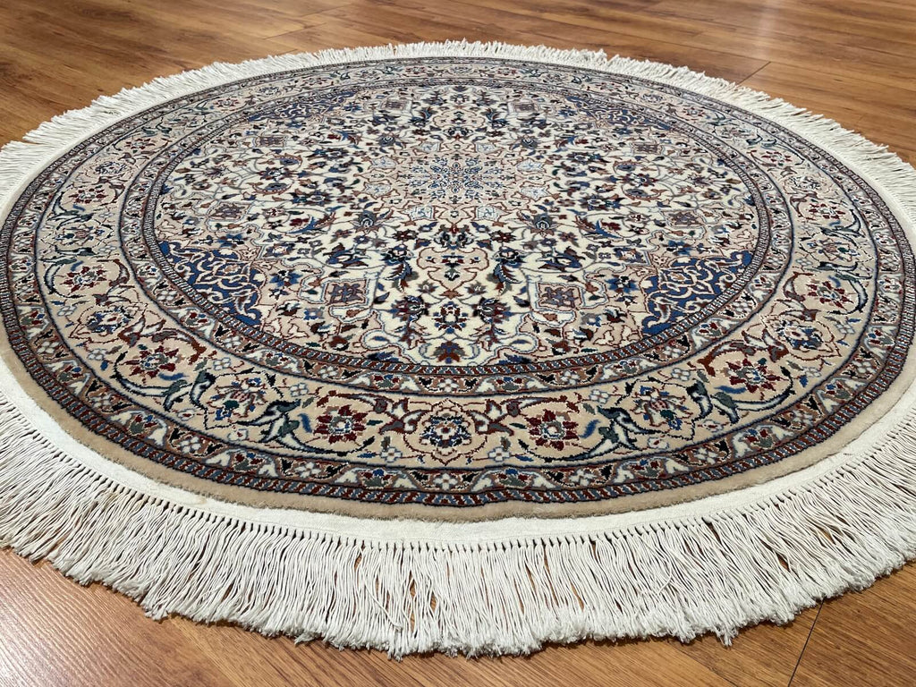 Iran Nain Handwoven Round Rug – 122X122 by Camel Carpet